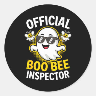 Pegatina Redonda Camiseta de inspector Boo bee hombres mujeres Hall