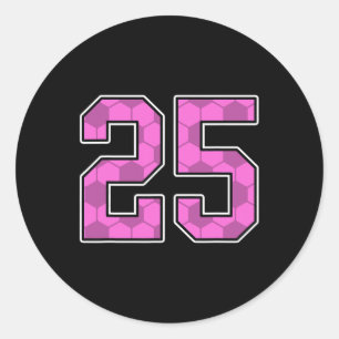 Pegatina Redonda Camiseta de jugador de fútbol rosa número 25