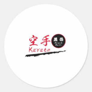 Pegatina Redonda Camiseta de Karate Cinturón Negro