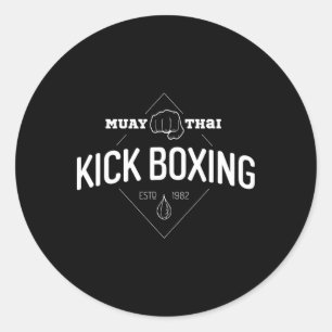 Pegatina Redonda Camiseta de Kickboxing Muay Thai Boxer Artes Marci