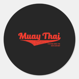 Pegatina Redonda Camiseta de Kickboxing Muay Thai Distressed, Mma B