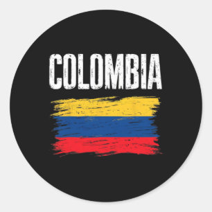 Pegatina Redonda Camiseta de la bandera de Colombia Equipo de fútbo