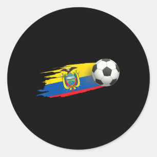 Pegatina Redonda Camiseta de la bandera de Ecuador - Fútbol Ll Foot