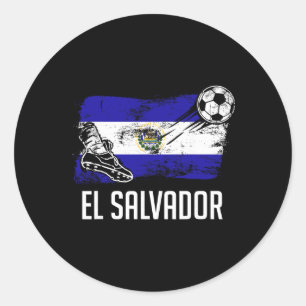 Pegatina Redonda Camiseta de la bandera de El Salvador Equipo de fú