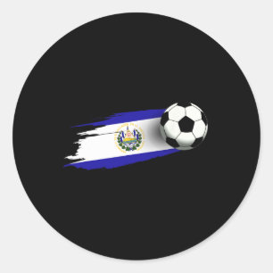 Pegatina Redonda Camiseta de la bandera de El Salvador Equipo de fú