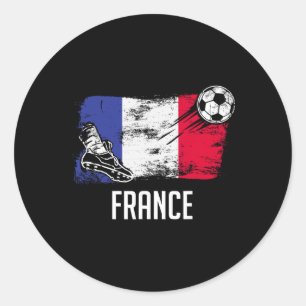 Pegatina Redonda Camiseta de la bandera de Francia equipo de fútbol