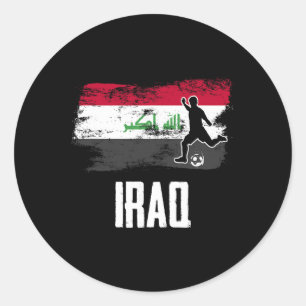 Pegatina Redonda Camiseta de la bandera de Irak Equipo de fútbol ir