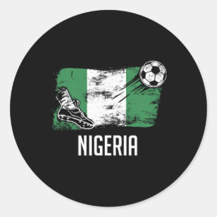 Pegatina Redonda Camiseta de la bandera de Nigeria Equipo de fútbol