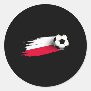 Pegatina Redonda Camiseta de la Bandera de Polonia Equipo de Fútbol