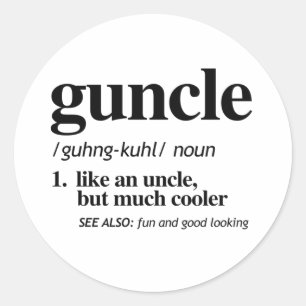 Pegatina Redonda Camiseta de la definición de Guncle