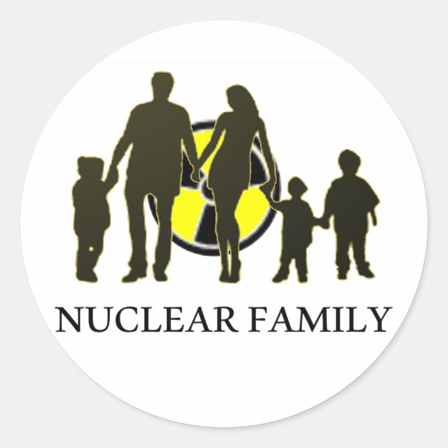 Pegatina Redonda Camiseta de la familia nuclear (Anverso)