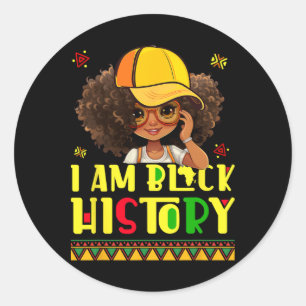 Pegatina Redonda Camiseta de la historia negra de niños mujeres soy
