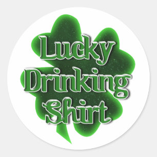 Pegatina Redonda Camiseta de la Suerte para el Día de San Patricio