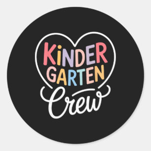 Pegatina Redonda Camiseta de la tripulación de kindergarten Kinder