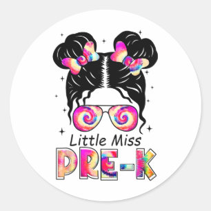 Pegatina Redonda Camiseta de Little Miss Pre-k Girls Ck para ir a l