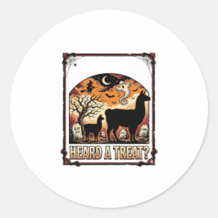 Pegatina Redonda Camiseta de Llama de Halloween Arte de Cementerio