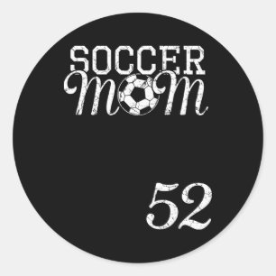 Pegatina Redonda Camiseta de Mamá de Fútbol Número 52 Jugador Favor