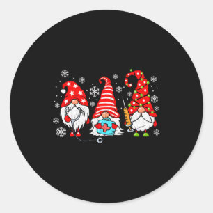 Pegatina Redonda Camiseta de Manga Corta para Enfermeras Navidad Gn