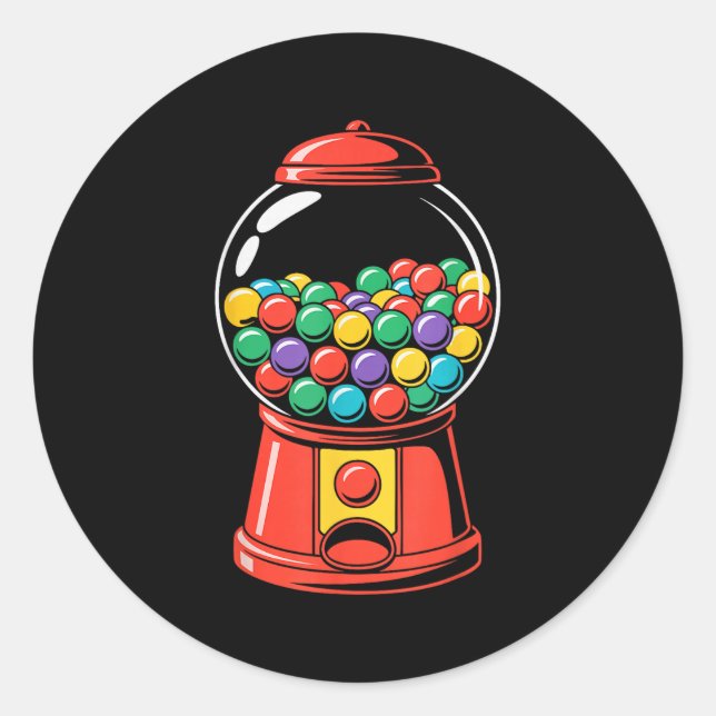 Pegatina Redonda Camiseta de Máquina de Chicles Adultos Hombres Muj (Anverso)