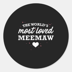 Pegatina Redonda Camiseta de Meemaw más amada del mundo, regalo del