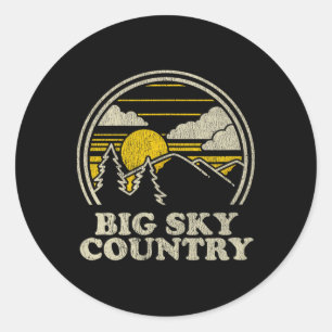 Pegatina Redonda Camiseta de Montana Big Sky Country Vintage Hiking