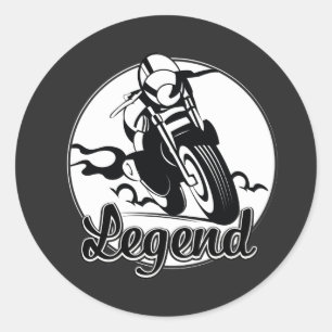 Pegatina Redonda Camiseta de motocicleta Legend