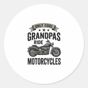 Pegatina Redonda Camiseta de Motociclista Vintage para Abuelos Geni