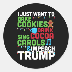 Pegatina Redonda Camiseta de Navidad anti Trump regalo para demócra