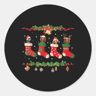 Pegatina Redonda Camiseta de Navidad para Dachshund Perro de Calcet