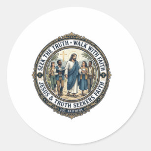 Pegatina Redonda Camiseta de nerd de teología apologética de Jesús 