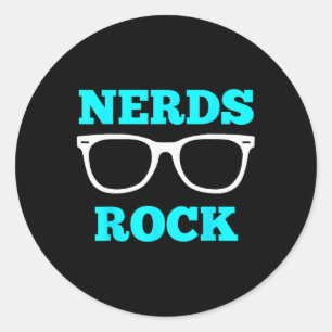 Pegatina Redonda Camiseta de Nerds Rock T Camiseta de Nerd Divertid