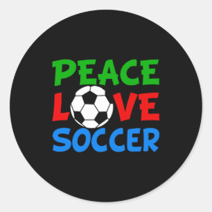 Pegatina Redonda Camiseta de niños lindos fútbol paz amor