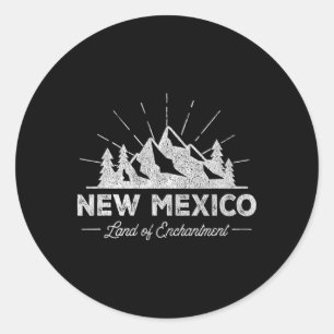 Pegatina Redonda Camiseta de Nuevo México Vintage Nm Senderismo Ret
