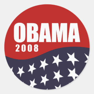 Pegatina Redonda Camiseta de Obama 2008