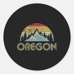Pegatina Redonda Camiseta de Oregon - Montañas Retro Vintage Natura