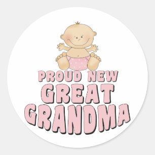 Pegatina Redonda Camiseta de orgullosa nueva bisabuela