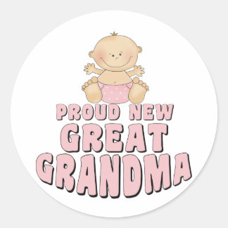 Pegatina Redonda Camiseta de orgullosa nueva bisabuela