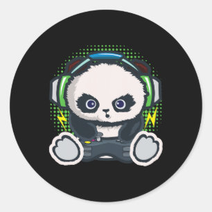Pegatina Redonda Camiseta de Panda Gaming para niños y niñas Regalo