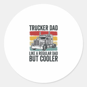 Pegatina Redonda Camiseta de Papá camionero como un papá normal per