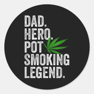 Pegatina Redonda Camiseta de Papá de la Marihuana Humor de Fumador 