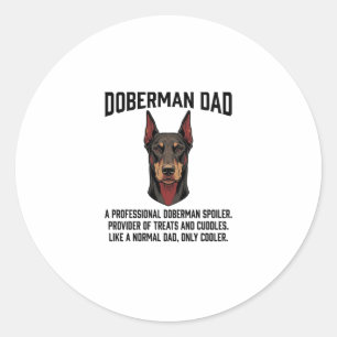 Pegatina Redonda Camiseta de Papá Doberman Grabado Vintage Amante d