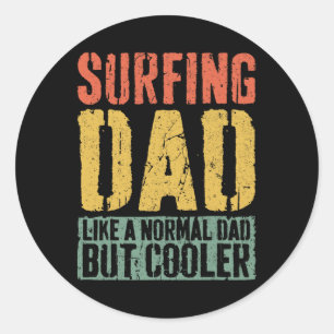 Pegatina Redonda Camiseta de Papá Surfista Hombres Día del Padre Pa