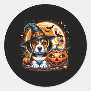 Pegatina Redonda Camiseta de perro cachorro de Halloween1