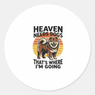 Pegatina Redonda Camiseta de perro Chow Chow Heaven Tributo Grabado