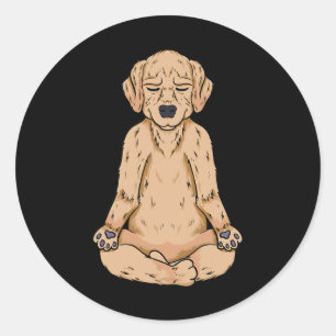 Pegatina Redonda Camiseta de perro de yoga Amantes de perros divert