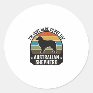 Pegatina Redonda Camiseta de perro vintage para amante de Australia