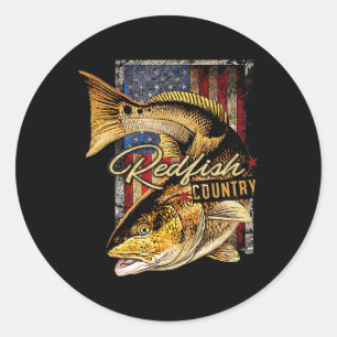 Pegatina Redonda Camiseta de pesca de agua salada Redfish Country