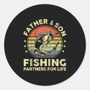 Pegatina Redonda Camiseta de pesca divertida para padre e hijo B Fi