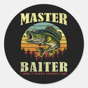 Pegatina Redonda Camiseta de pesca Maestro-byiter Divertido Byss Pa
