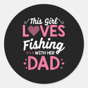 Pegatina Redonda Camiseta de pesca para hija Camiseta de pesca para